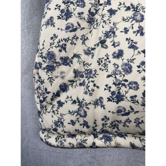 Blank NYC Reversible Puffer Vest Cream Floral Print Olive Green Large Cottage - Picture 9 of 12